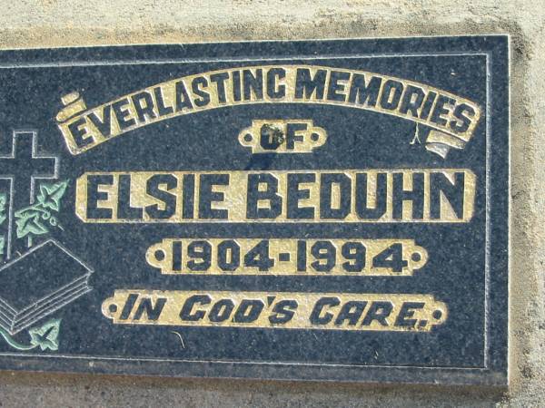 Elsie BEHUHN, 1904-1994;  | Lowood Trinity Lutheran Cemetery (Bethel Section), Esk Shire  | 