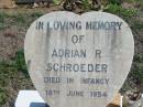 Adrian R. SCHROEDER, died in infancy 18 June 1954; Lowood Trinity Lutheran Cemetery (St Mark's Section), Esk Shire 