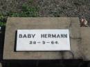Baby HERMANN, 28-5-64; Lowood Trinity Lutheran Cemetery (St Mark's Section), Esk Shire 