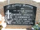 Maree Evelyn KAMMHOLZ, died 21 June 1971 aged 2 years, daughter sister; Lowood Trinity Lutheran Cemetery (St Mark's Section), Esk Shire 