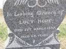 
Lucy HORE,
died 22 March 1947 aged 65 years;
Ma Ma Creek Anglican Cemetery, Gatton shire
