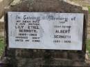 
Lily Ethel BERNOTH, wife mother,
1889 - 1965;
Albert BERNOTH, father,
1885 - 1970;
Ma Ma Creek Anglican Cemetery, Gatton shire
