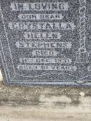 
parents;
Crystalla Helen STEPHENS,
died 11 Dec 1931 aged 61 years;
Alfred George STEPHENS,
died 29 Dec 1929 aged 57 years;
Ma Ma Creek Anglican Cemetery, Gatton shire
