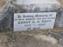 
Ernst K.H. TOPP, husband father,
1870 - 1935;
Ma Ma Creek Anglican Cemetery, Gatton shire
