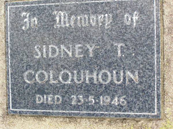 Sidney T. COLQUHOUN,  | died 23-5-1946;  | Ma Ma Creek Anglican Cemetery, Gatton shire  | 