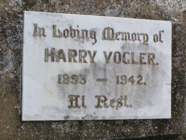 Harry VOGLER,  | 1893 - 1942;  | Ma Ma Creek Anglican Cemetery, Gatton shire  | 