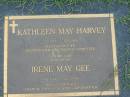 
Kathleen May HARVEY,
17-2-1916 - 10-6-2001,
mother grandmother great-grandmother;
Irene May GEE, sister,
4-5-1918 - 24-7-1998,
mother grandmother great-grandmother;
Maclean cemetery, Beaudesert Shire
