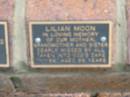 
Lillian MOON,
mother grandmother sister,
11-7-96? aged 66? years;
Maclean cemetery, Beaudesert Shire
