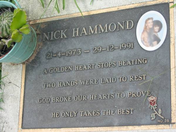 Nick HAMMOND,  | 21-4-1973 - 29-12-1991;  | Maclean cemetery, Beaudesert Shire  | 