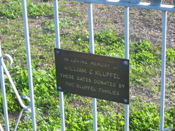 William C. KLUPFEL;  | Marburg Anglican Cemetery, Ipswich  | 