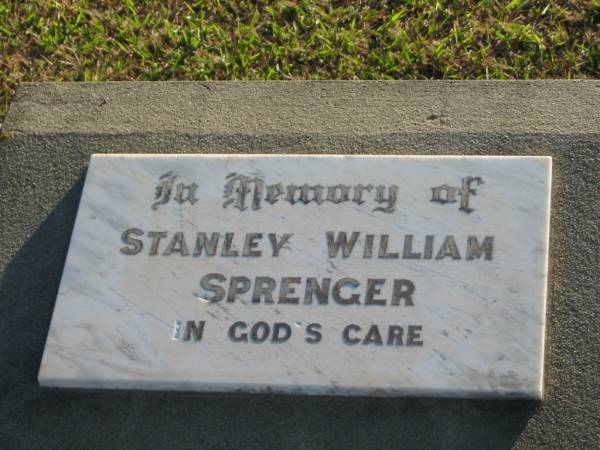 Stanley William SPRENGER;  | Marburg Anglican Cemetery, Ipswich  | 