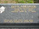 Glyn ABRAHAM, born 3-12-1940 died 9-2-1996, husband father father-in-law poppy; Marburg Lutheran Cemetery, Ipswich 