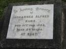 Johannes Alfred KURZ, died 31 Aug 1925 aged 26 years; Marburg Lutheran Cemetery, Ipswich 