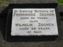 Fredericke ZECHEN, aged 86 years; Wilhelm ZECHEN, aged 95 years; Marburg Lutheran Cemetery, Ipswich 
