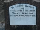 Violet NICHOLSON, wife mother, died 2 Sept 1953 aged 58 years; Marburg Lutheran Cemetery, Ipswich 