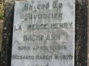 Lawrence Henry BACHMANN, born 1 April 1915 died 9 March 1970; Marburg Lutheran Cemetery, Ipswich 