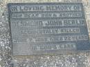 Desmond John BERLIN, son brother, accidentally killed 7 June 1958 aged 22 years; Marburg Lutheran Cemetery, Ipswich 