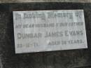 Dunbar James EVAN, husband father, 22-12-71 aged 38 years; Marburg Lutheran Cemetery, Ipswich 