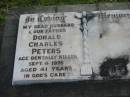 Donald Charles PETERS, husband father, accidentally killed 4 Sept 1978 aged 41 years; Marburg Lutheran Cemetery, Ipswich 