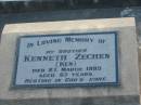 Kenneth (Ken) ZECHEN, brother, died 27 March 1995 aged 67 years; Marburg Lutheran Cemetery, Ipswich  