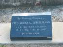 Fred Bodo Al BERGEMANN, 14-8-1932 - 10-10-1997; Marburg Lutheran Cemetery, Ipswich 