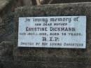 Ernstine DICKMANN, mother, died 1 July 1933 aged 78 years, erected by her daughters; Marburg Lutheran Cemetery, Ipswich 