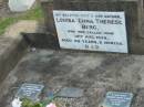 Louisa Emma Therese BERG, wife mother, died 15 Aug 1938 aged 62 years 6 months; August Frederick W. BERG, died 10-10-1971 aged 93 years; Frederick Gustav H. BERG, died 24-12-1976 aged 70 years; Marburg Lutheran Cemetery, Ipswich 