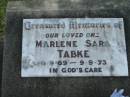 Marlene Sara TABKE, 9-9-69 - 9-9-73; Marburg Lutheran Cemetery, Ipswich 
