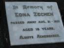 Edna ZECHEN, died 31 Aug 1931 aged 18 years; Marburg Lutheran Cemetery, Ipswich 