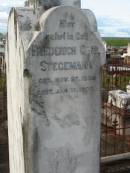 Johanna STEGEMANN, nee KLEWE, born 19 March 1857 died 19 March 1909; Friederich Carl STEGEMANN, born 27 Nov 1892 died 11 Jan 1909; Marburg Lutheran Cemetery, Ipswich 