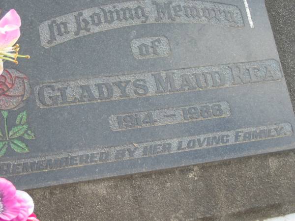Gladys Maud REA, 1914 - 1986;  | Marburg Lutheran Cemetery, Ipswich  | 