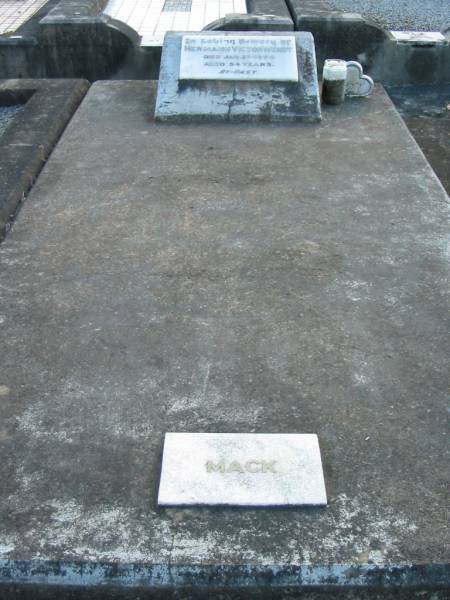 Hermann Victor WENDT,  | died 27 Jan 1954 aged 54 years,  | Mack;  | Marburg Lutheran Cemetery, Ipswich  | 