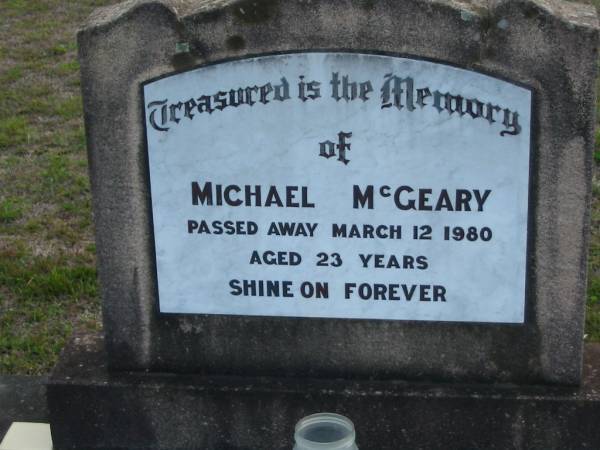 Michael MCGEARY,  | died 12 March 1980 aged 23 years;  | Marburg Lutheran Cemetery, Ipswich  | 