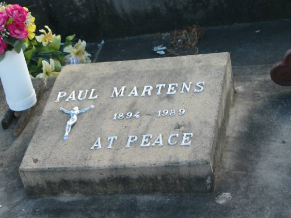 Paul MARTENS,  | 1894 - 1989;  | Marburg Lutheran Cemetery, Ipswich  | 