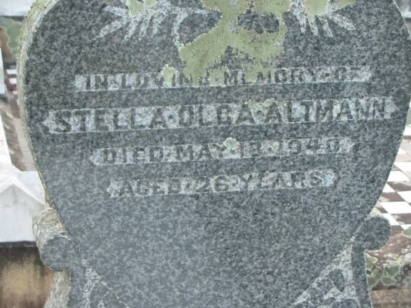 Stella Olga ALTMANN,  | died 18 May 1940 aged 26 years;  | Marburg Lutheran Cemetery, Ipswich  | 