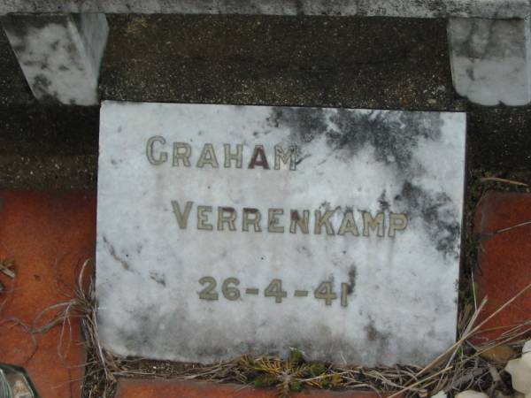Graham VERRENKAMP,  | 26-4-41;  | Marburg Lutheran Cemetery, Ipswich  | 