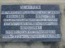 Henry George SLATTER,
1891 - 1982;
Adelaide Mary SLATTER,
1892 - 1982;
Alan James,
son,
1920 - 1945 POW Boneo;
(Toby) Harold Norman,
son,
1933 - 1968 missing Hervey Bay;
Maroon General Cemetery, Boonah Shire