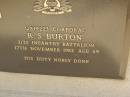 R.S. BURTON, husband father-in-law grandfather, died 17 Nov 1982 aged 69 years; Maroon General Cemetery, Boonah Shire 