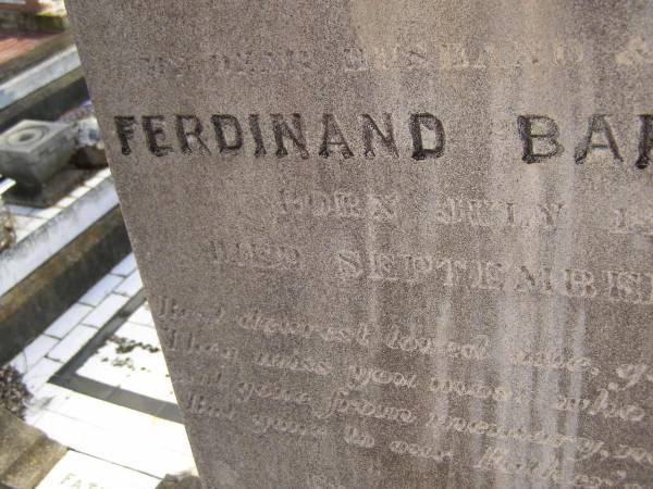 Ferdinand BARTKOWSKI,  | husband father,  | born 14? July 1895?  | died 3? Sept 1929,  | erected by wife, father, mother, sisters & brothers;  | Meringandan cemetery, Rosalie Shire  | 