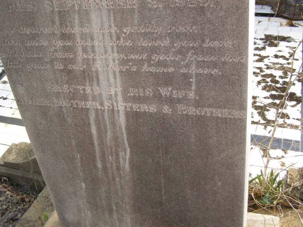 Ferdinand BARTKOWSKI,  | husband father,  | born 14? July 1895?  | died 3? Sept 1929,  | erected by wife, father, mother, sisters & brothers;  | Meringandan cemetery, Rosalie Shire  | 