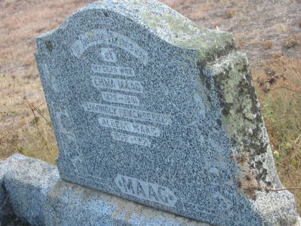 Emma MAAG,  | wife,  | 1875 - 1947?;  | Albert MAAG,  | 1875 - 1953?;  | Meringandan cemetery, Rosalie Shire  | 