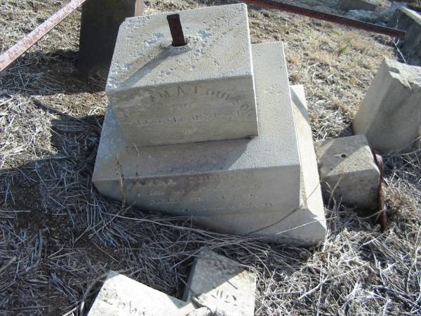 William A. COULSON,  | husband of Lena COULSON,  | died 6 July 1896? aged 39 years;  | Meringandan cemetery, Rosalie Shire  | 