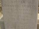 
Sophia Catherine SCHEFE,
native of Germany,
died Glencoe 26 Sept 1894 aged 30? [50?] years;
Meringandan cemetery, Rosalie Shire
