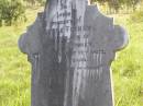 George FINNERY,
son of H. & C. FINNEY.
died 12 August 1907 aged 27 years;
Milbong General Cemetery, Boonah Shire