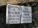 William J. BROWN,
died 3 Dec 1919 aged 58 years;
Isabella Smith BROWN,
died 7 April 1933 aged 71 years;
Milbong General Cemetery, Boonah Shire