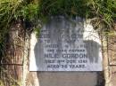 Georgina GORDON, wife mother, died 23 Sept 1948 aged 84 years; Nile GORDON, father, died 11 Oct 1961 aged 76 years; Milbong General Cemetery, Boonah Shire 