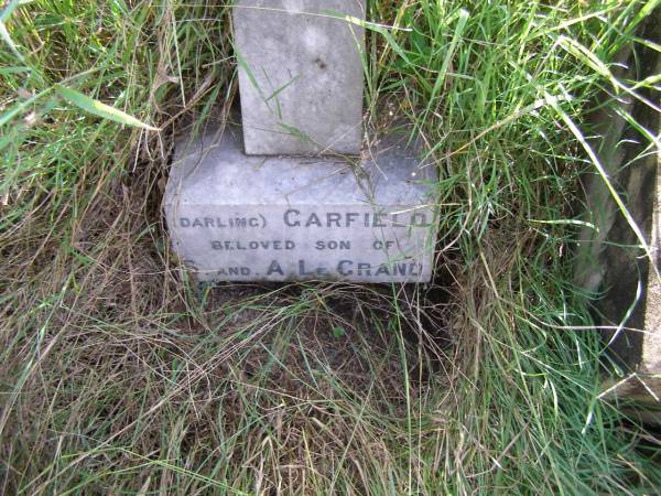Garfield, son of B. & A. LE GRAND,  | died 6 June 1919 aged 11 years 6 months;  | Milbong General Cemetery, Boonah Shire  | 