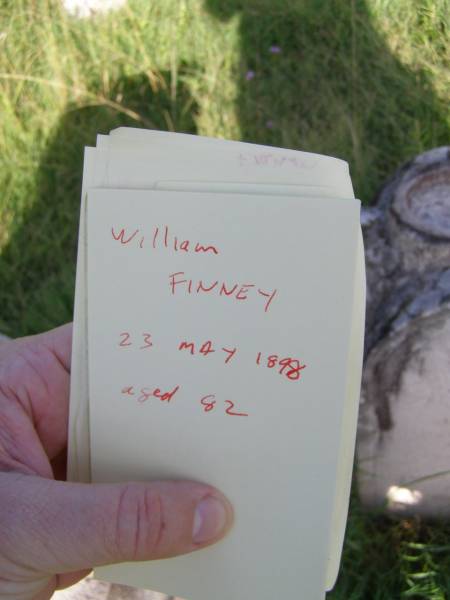 William FINNEY,  | died 23 May 1898 aged 82 years;  | Milbong General Cemetery, Boonah Shire  | 