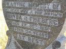 Bryda O. FRIEBERG,
wife mother,
died 27 Oct 1950 aged 34 years;
Milbong St Lukes Lutheran cemetery, Boonah Shire
