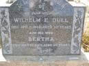 
Wilhelm E. DULL,
husband,
died 11 Apr 1948 aged 52 years;
Bertha,
wife,
died 15 July 1965 aged 66 years;
Milbong St Lukes Lutheran cemetery, Boonah Shire
